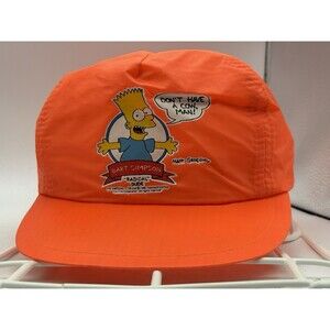 Vintage 1990 Bart Simpson Don’t Have a Cow Orange Snapback Hat Universal